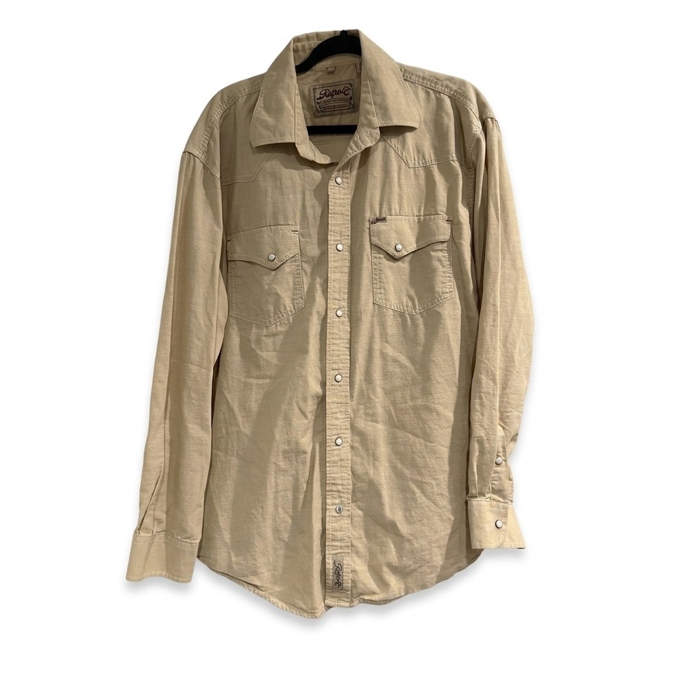 Rafter C Cowboy Collection Mens XL Tan Western Pearl Snap Cotton Shirt RC1730902